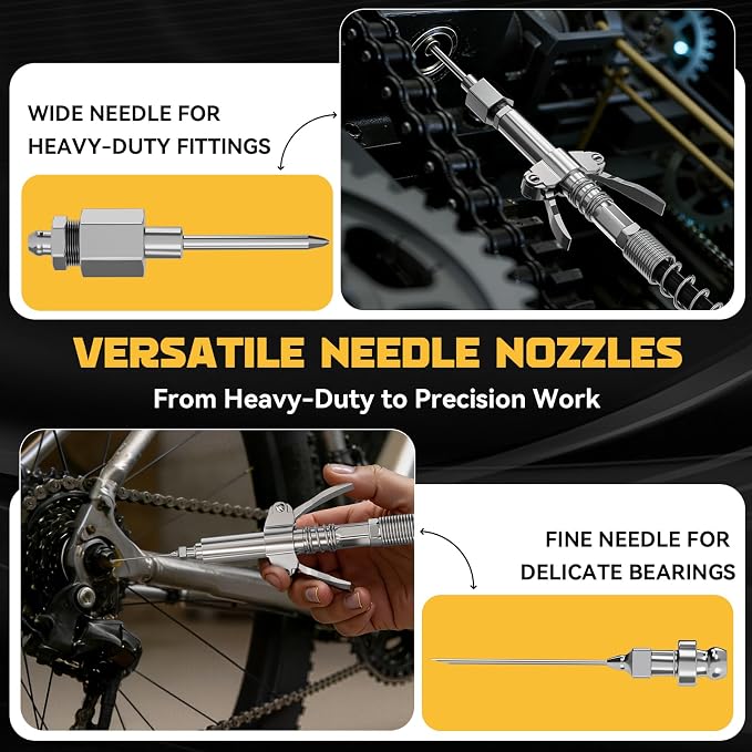 DIYtoolifz Grease Gun Accessory Kit, Includes Quick-Release Coupler, 90 Degree Grease Gun Coupler Adapter, 1/8" NPT Grease Gun Coupler, 2 Grease Needle Tips for Cars, Trucks, Machinery & DIY Projects