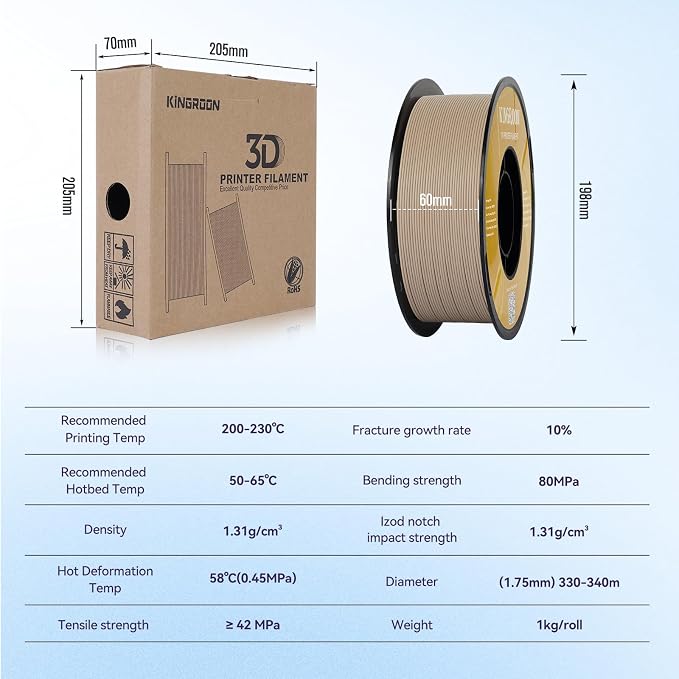 Kingroon Matte PLA Filament 1.75mm 3D Printer Filament Matte Filament 1kg Dimensional Accuracy +/- 0.02 mm (Matte Skin)