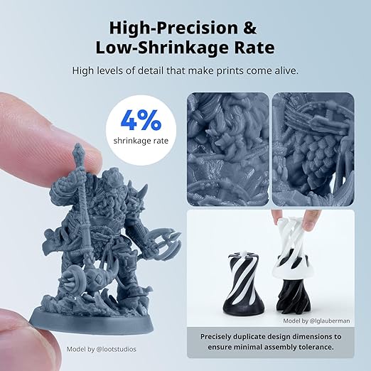 ANYCUBIC Water Washable ABS-Like 3D Printer Resin, High Toughness and Durability, High Precision and Easy to Post-Process, Low Odor, Wide Compatibility (Grey+Grey, 2kg)