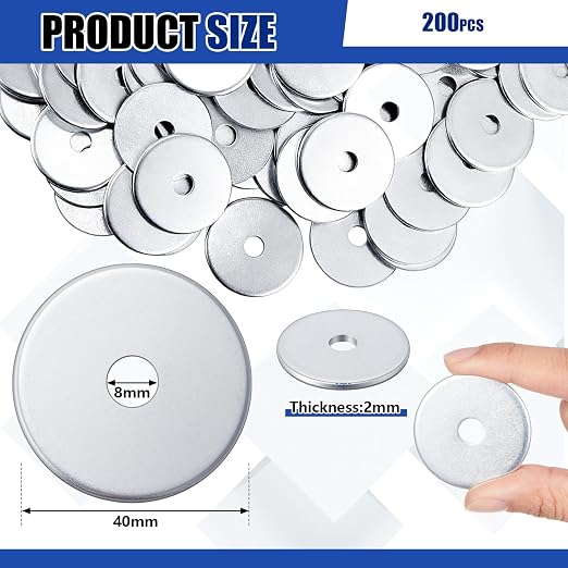 Yaocom 200 Pieces 5/16" x 1-1/2" Zinc Fender Washers Thickness 2mm Fender Washers for Wood and Wet Environment