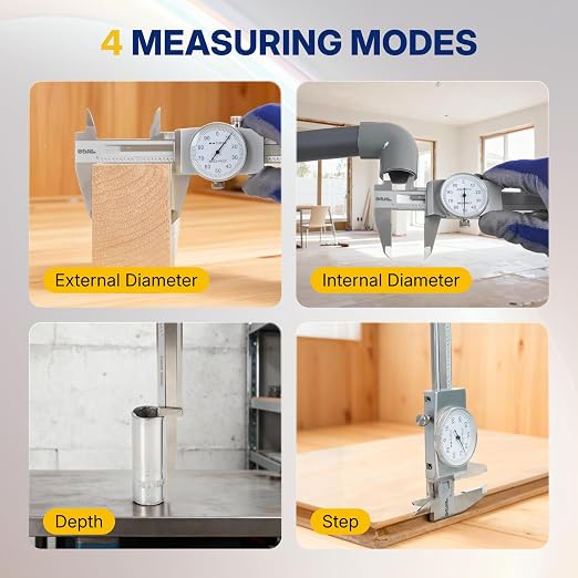 BLACK CANYON 12" Dial Caliper,12 Inches Measurement, Caliper Measuring Tool, Accuracy ±0.002 inch, 4 Way Measurements, Hardened 4R13 Stainless Steel, Ideal for DIY/Household