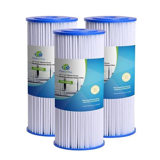 CFS – 10" x 4.5" Pleated High Flow Water Filter Cartridges Compatible with HDX HDX4PF4 Models – 30 Micron Replacement Filter – Reduces Sediment – Whole House Filter – 3 Pack