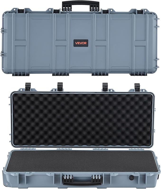 VEVOR Rifle Case, Rifle Hard Case with 4 Layers Fully-protective Foams, Lockable Hard Gun Case with Wheels, IP67 Waterproof & Crushproof, for Rifles or Shotguns