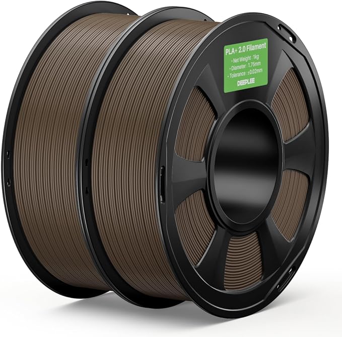 PLA+ 2.0 Filament 1.75mm, Stronger Toughness 3D Printer Filament, Brown 2KG, Upgrade PLA Plus 3D Printer Filament, High Speed PLA+ Filament for Most FDM 3D Drucker