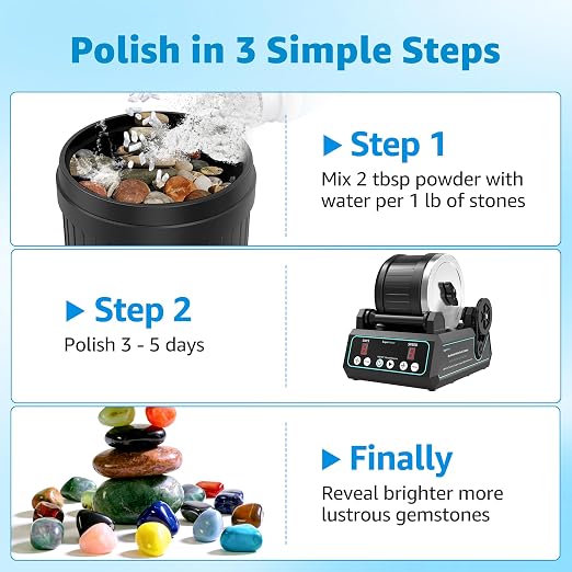 8000 Grit Aluminum Oxide Rock Tumbler Polish – Final Stage (Step 5), High Gloss Polishing Powder for Rocks, Gems, Glass & Jewelry Making, Polish Refill, 1 lb