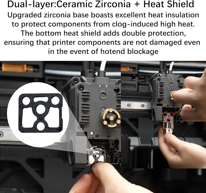 for Bambu Lab H2S Hotend Heating Assembly,Replacement Heater Unit with Thermal Insulation Pad, Ceramic Zirconia Base, Temp Resistant Up to 2300℃,Plug and Play – H2S Hotend Repair Part