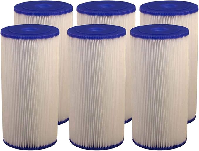 CFS – 6 Pack Pleated Polyester Water Filter Cartridges Compatible with FXHSC GE FXHSC, R50-BBSA, R50-BB, WFHDC3001, W50PEHD, W50PEHDA Models – Replacement Filter Cartridge – 10" x 4.5"