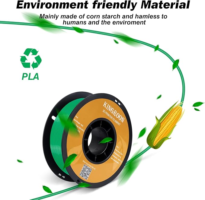 Kingroon PLA 3D Printer Filament, 10 Rolls, Dimensional Accuracy +/- 0.03 mm, 10kg Spool(22lbs), 1.75 mm，Black White Grey Red Green Yellow Skin Sky Blue Pink Brown