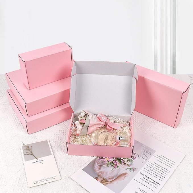 9x6x2 Pink Shipping Boxes, 45 Pack Corrugated Cardboard Mailer Boxes for Packaging Small Business Mailing Gift