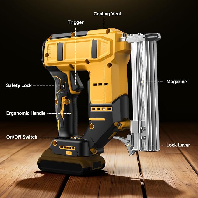 2 in 1 Cordless 18GA Brad Nailer & Stapler, Compatible with Dewalt 20V Max Battery (No Battery), Electlic Nail Gun & Staple Gun Battery Powered with 1200 Nails & Staples for Upholstery, Woodworking