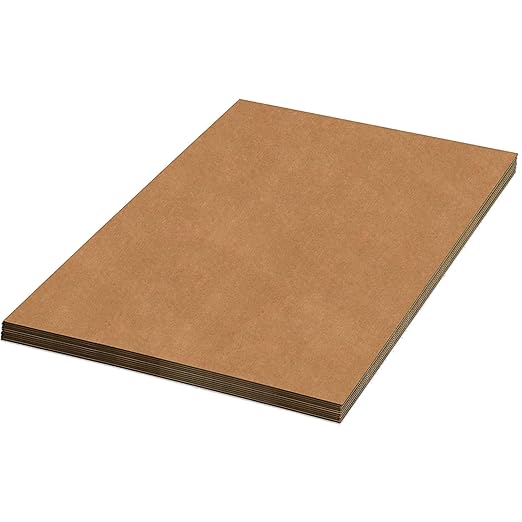 Box USA AVIDITI Shipping Cardboard Sheets 18"L x 12"W, 50-Pack | Corrugated Sheets for Packing, Moving and Storage Supplies,Kraft'