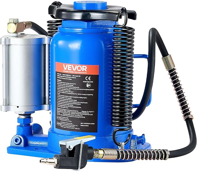 VEVOR Air Hydraulic Bottle Jack, 32 Ton/70500 LBS, Hydraulic Floor Car Jack with Manual Hand Pump, Heavy Duty Pneumatic Bottle Jack Hoist for Auto Truck Travel Trailer Repair Lift