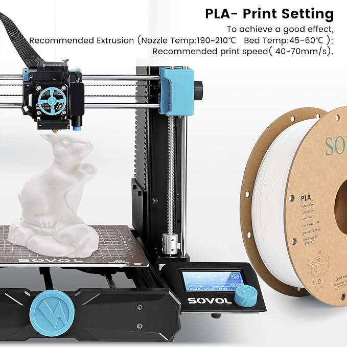 Sovol PLA 3D Printer Filament 2kg (4.4 lbs) Spool Printing Materials, Wiring Tightness, Dimensional Accuracy +/- 0.03 mm, 1.75 mm, Black+White