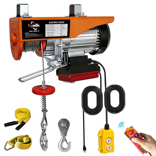 880 lbs Electric Hoist, 2 in 1 Wireless/Wired Remote Control | 110V/120V Electric Hoist Winch, 16ft/33 ft/min Speed, 65.6 ft Height for Garage, Attic, Warehouse, Factory, Construction Site
