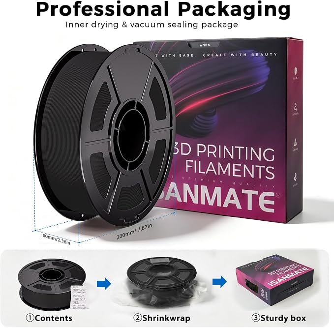 iSANMATE Matte PLA Black 1.75mm,30-300mm/s