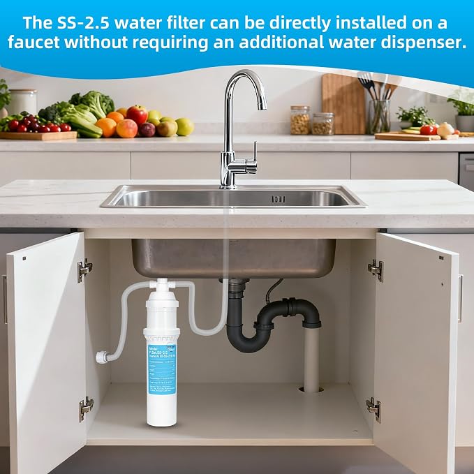 3-Pack SS-2.5 Water Filter Replacement – Replacement for Max Flow® SS-2.5 & EWS® SS-2.5 Water Unit, F.SET.SS-2.5 Direct Mount on Faucet, Reduces Chlorine, 10,000 Gallons per Filter