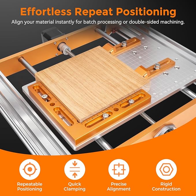 CNC Workpiece Positioning Fixture, CNC Vise Clamps for T-Slot & Perforated Tables - Woodworking Fixture with Repeatable Positioning Side Clamping, CNC Machining, Engraving, and DIY Projects
