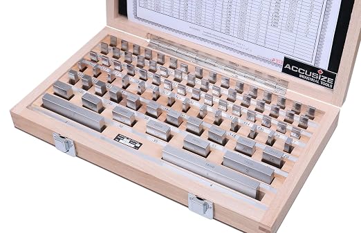 Accusize Industrial Tools Precision 81-Piece Steel Gauge Block Set, Grade B Accuracy, Corrosion-Resistant, P900-S581 | ASME B89.1.9-2002, Hardened to HRC 64, Corrosion-Resistant, with Certificate of Inspection