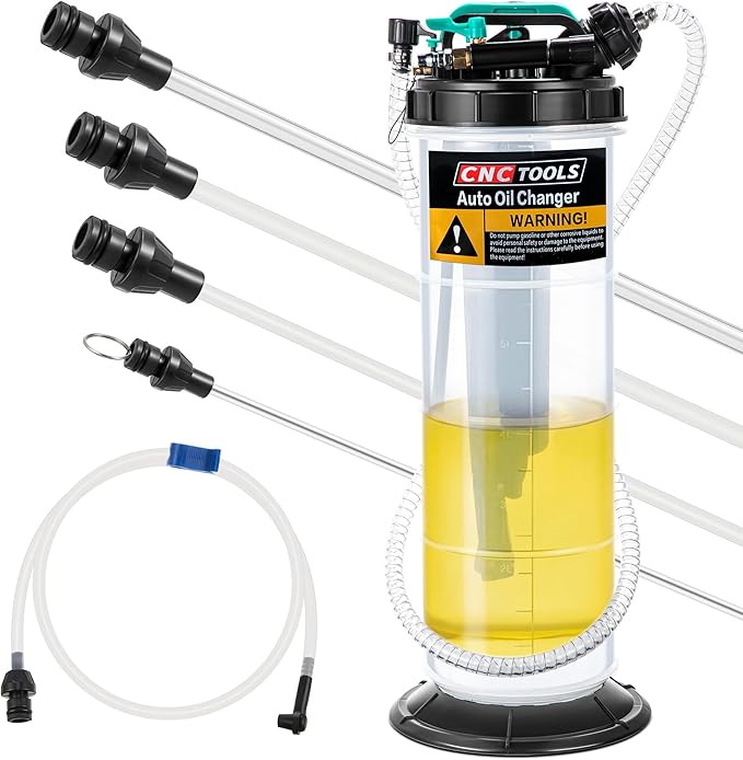 Estune 2 Gallon (7.5L) Fluid Extractor Pump, Pneumatic Manual Oil Extractor Pump for Oil Change, Oils Vacuum Pumps Extractors with 5 Pcs Brake Bleeding Hose for Cars, SUVs, Trucks, RVs, Motorcycles