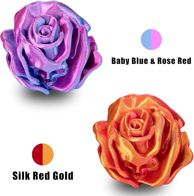 OVV3D Silk PLA 3D Printer Filament Bundle, Shiny Dual Color Filament 1.75mm Pack, Multi Color Change 3D Printing Filament for 3D Printer, 200g X 4 Spools of Red Gold Blue Green Sky-Blue