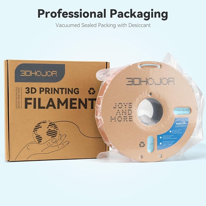 3DHoJor Matte PLA Filament 1.75mm, Upgrade Matte 3D Printer PLA Filament, 1KG*2 Bundle Cardboard Spool 3D Printing Filament for 3D Printers(Matte Green+Blue 2Pack)