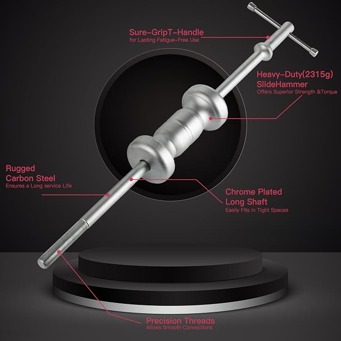 9 Way Slide Hammer Puller Set, 5.1lb Heavy Duty, Front Wheel Hub Bearing Remover & Rear Wheel Axle Hub Dent Shaft Puller Tool Kit