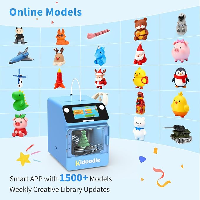 Kidoodle 3D Printer for Kids - Toy 3D Printers, Huge Toy Library Weekly Update, Wi-Fi & App Control, Up to 600mm/s Faster Printing Speed, Mini 3D Printer Kids, Safe for Children, Easy to Use