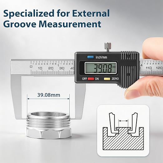 External Groove Digital Caliper 0-150mm | High-Precision Outer Groove Measuring Tool, LCD Display Stainless Steel Body, Storage Case, Smooth Sliding Track