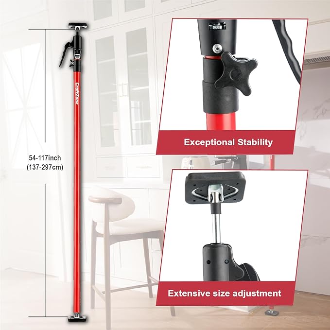 Cabinet Jacks for Installing Cabinets Heavy Duty Support Pole Drywall Lift Premium Dust Barrier Poles Telescopic Adjustable 2-Pack