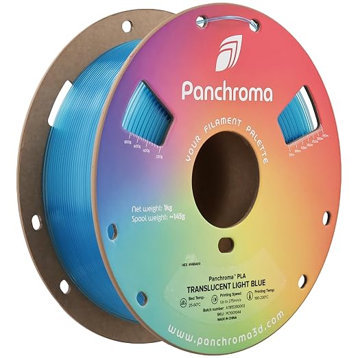 Polymaker Panchroma Translucent PLA Filament 1.75mm, 1kg, Light Blue | Neatly Wound, Semi Transparent PLA, Easy Print & Smooth Feeding, Compatible with Bambu Lab & Most 3D Printers
