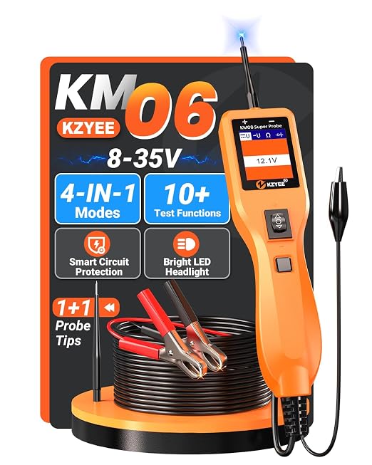 KZYEE KM06 Automotive Power Circuit Probe Tester 8-35V, All-in-One Electrical Diagnostic Tool with Component Activation, Short Circuit Finder, Wire Tracer & Trailer Light Tester for Cars, Trucks & RVs