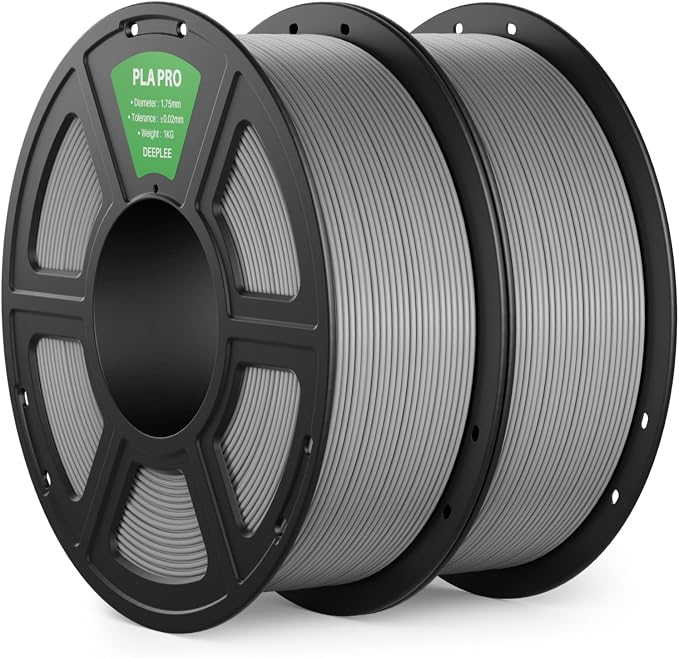 PLA PRO Filament 1.75mm, Stronger Toughness 3D Printer Filament, PLA Filament Dimensional Accuracy +/- 0.02 mm, Neatly Wound, Fits Most FDM 3D Printer, 2 Pack Grey