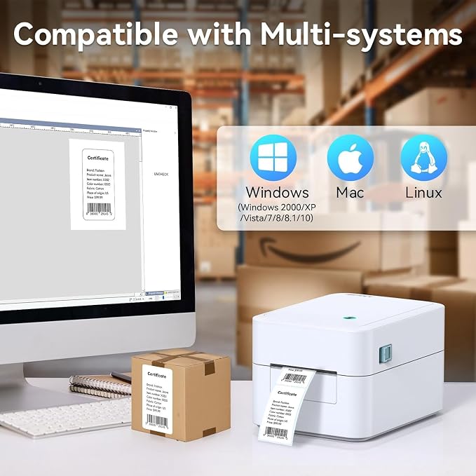 iDPRT Label Maker - 3 inch Thermal Printer for Small Business, Print Variety of Label Types via USB or LAN Network Connectivity, Barcode Printer for Warehouse, Office, Market, Support Multi Systems