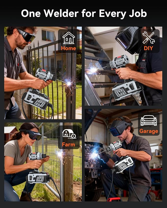 Portable Welding Machine:【2026 Next-Gen】110V Handheld Welder with Balanced Design, LCD Display & 3 Modes (MMA/Hot Start/Arc Force), 200A IGBT Inverter ARC Welder Gun Fits 1/16"-1/8" Rods, Gray