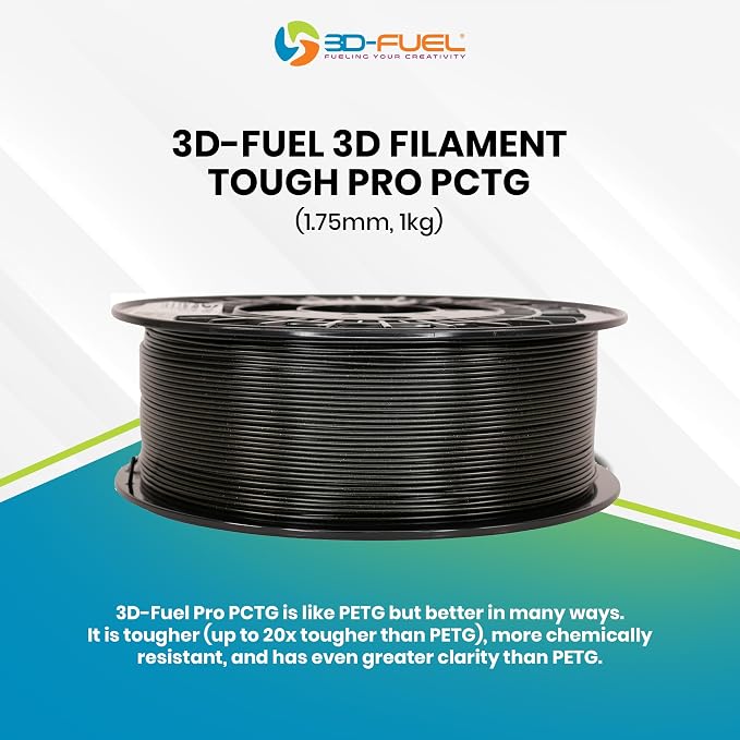 3D-Fuel Tough Pro PCTG Filament, Better Than PETG Filament, Made in The USA, Dimensional Accuracy +/- 0.02 mm, 1.75mm, 1 kg Spool, Galaxy Black