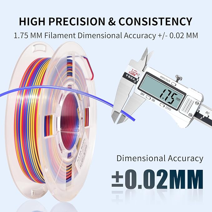 RAMBERY 3D Printer Filament Bundle Silk Rainbow PLA Filament, Multicolor Fast Color Change Toughness Upgraded 3D Printing Filament, 1.75mm 200gX4 Spools