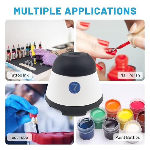 Mini Vortex Mixer with Touch Start Function, Lab Mixing, Nail Polish,Eyelash Adhesives and Acrylic Paints Mixing, Lab Vortexer for Tubes,Include 50 pcs Stainless Steel Mixing Balls