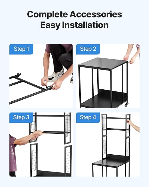VEVOR 3D Printer Filament Storage Rack, 4-Tier 3D Printer Stand with Filament Storage, Spools Holder Racks Cart with Wheels, Filaments Organzied for 3D Printing Station, Office, Workshop (Shelf Only)