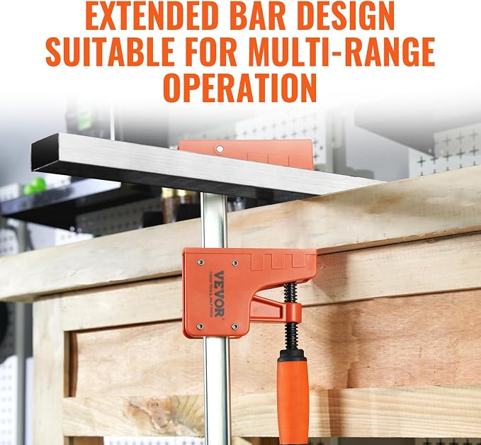 VEVOR Bar Clamps for Woodworking, 2-Pack 50" Parallel Clamp Set, F Clamp with 1100 lbs Load Limit, Even Pressure, High-strength Plastic and Carbon Steel, Wood clamps for Woodworking Metal Working