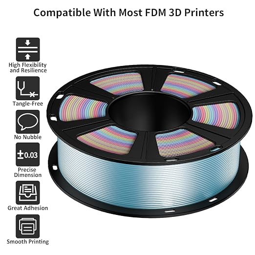 GIANTARM 3D Printer Filament Silk PLA,1.75mm Gradient Rainbow PLA Color Changing Filament with Vacuum Packaging,1kg (2.2lbs) Spool,Dimensional Accuracy +/- 0.02 mm