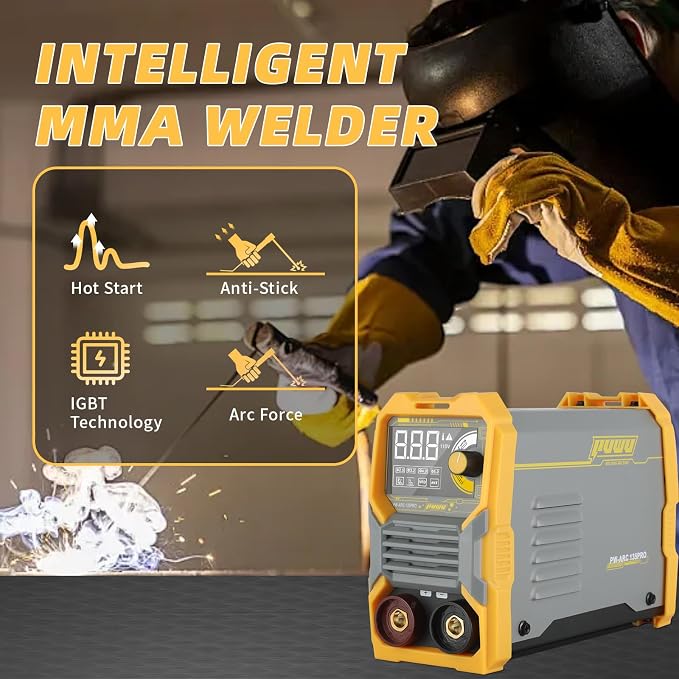 110V 135A Stick Welder Lift Tig Welder Digital Welding Machine with Overheat Protection,Electrode, Digital Screen, Quick Connector with Hot Start - MINI MMA Arc Welder(YELLOW)
