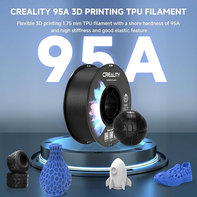 Official Creality TPU Filament 1.75mm 1KG, Flexible 3D Printer Filament, 95A Shore High Hardness & Resilience, Dimensional Accuracy +/- 0.03 mm for Most FDM 3D Printers