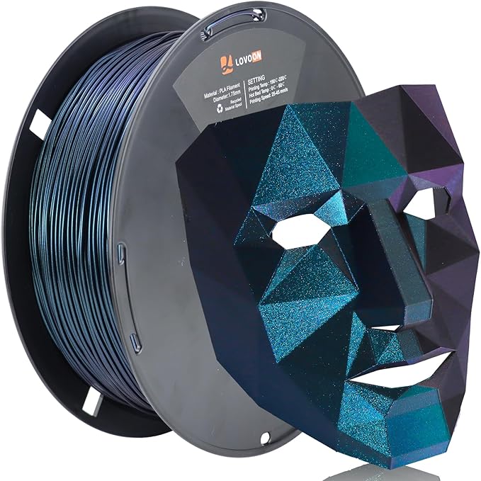 LOVOON 3D PLA Filament 1.75mm Sparkle Glitter, Burnt Titanium 3D Printer Filament, Sparkle in Sunlight Filament, Subtle Glitter Color Change, Galaxy Blue(Light Blue), 1KG(2.2lbs)/Spool