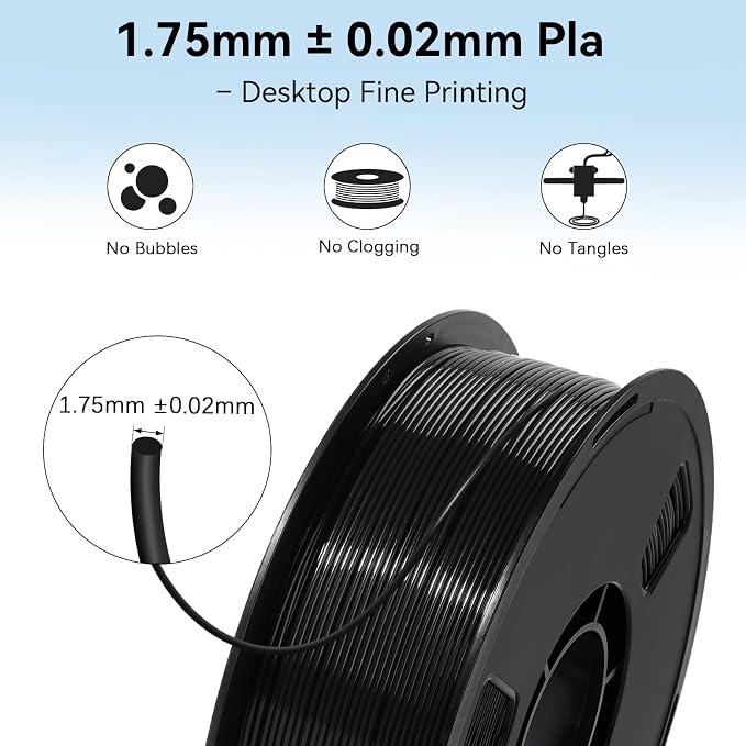 Dynta PLA 3D Printing Filament 1KG - 1.75mm High Precision ±0.02mm 3D Printer Filament, Compatible with Creality Ender-3 V3, Prusa Mini+, Perfect for Beginners and Hobby DIY Users, Black & White