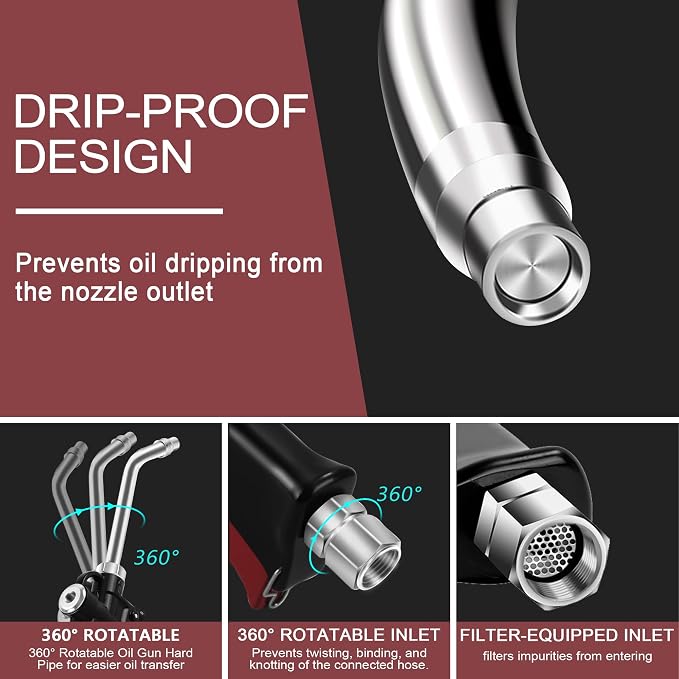 Air Operated Oil Control Valve Dispenser Nozzle, Heavy Duty Oil Gun Dispenser 1/2-Inch NPT Inlet for Motor, Gear, Hydraulic Fluids, Lubricants, and Antifreeze