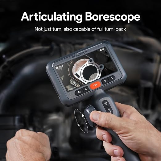 DEPSTECH DS650 210° Two-Way Articulating Borescope Tool, Industrial Endoscope Camera with Lights, 0.24in Slim Probe, DS700SE 7'' IPS Endoscope Camera with Lights, 1080P Triple-Lens Digital Borescope