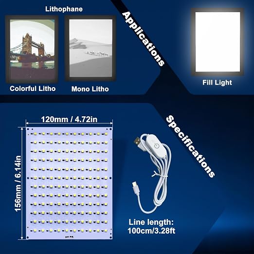 Upgrade 1PCS CMYK LED Backlight Board Kit FAZ007 for Bambu Lab Makerworld Accessories,Control Brightness USB Dimmer Switch, 120 LED Beads, 3D Printer Light Box 5V Type-c Powered
