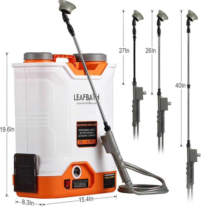 4.76 Gallon Battery Powered Backpack Sprayer | 0-120 PSI Electric, 21V Dual Batteries, 8 Nozzles & 2 Spray Wands, Auto Stirring, Goggles & Gloves Included