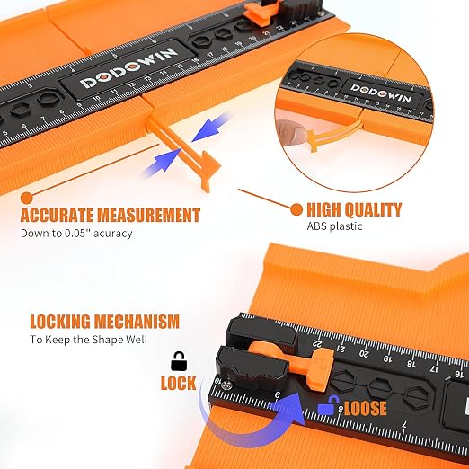 DODOWIN Contour Gauge Profile Tool Unlimited Connection 10 inch, Super Gauge Shape and Outline Tool, Gift for Men Dad Him Husband, Shape Outline Edge Angle Measuring