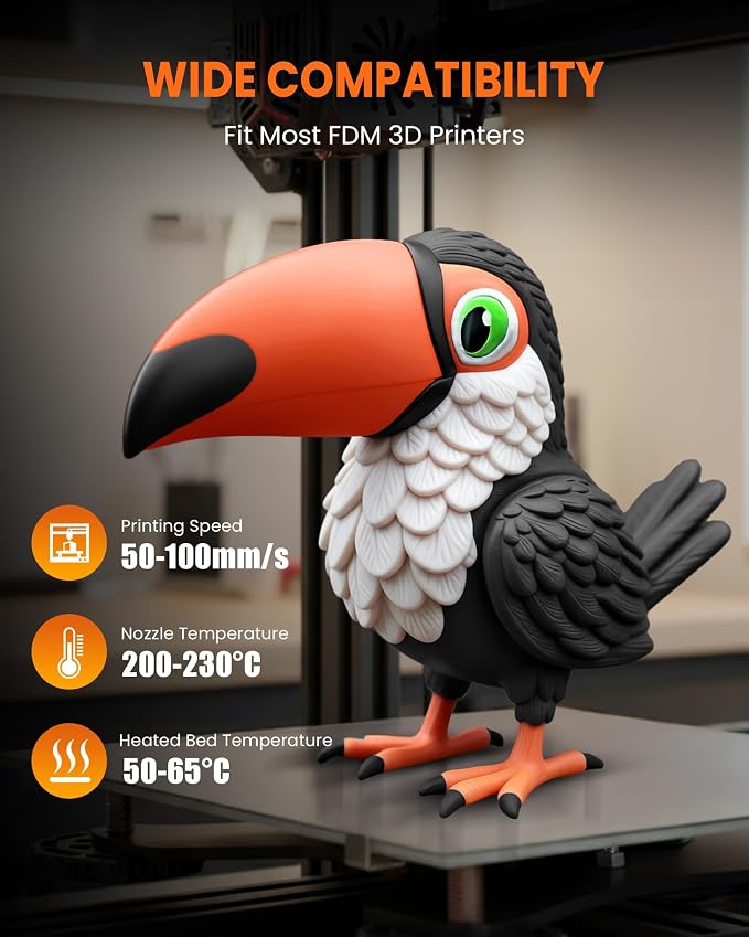 TECBEARS PLA 3D Printer Filament, 4KG PLA Filament 1.75mm, Neatly Wound 3D Printing Filament, Dimensional Accuracy +/- 0.02 mm,1 Kg Per Spool, Pack of 4, Skin+Pink+Purple+Yellow